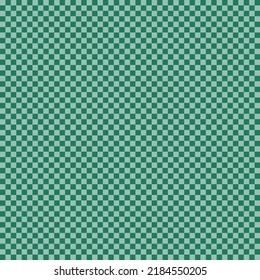 Checkerboard green blue vector seamless pattern. Geometric abstract background. Checkered surface design.