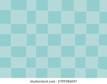 Checkerboard grid with uneven squares and clean flat shading. Distorted tartan tiling repeats across a soft geometric background. Cartoon vector illustration