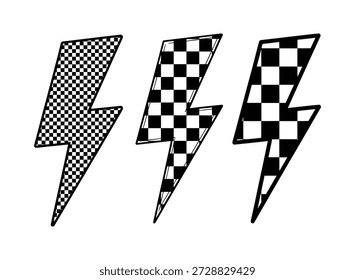 Checkerboard Lightning Bolt Icon Set