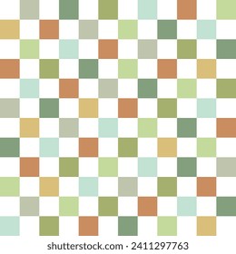 Checkerboard multicoloured vector seamless pattern. Groovy Saint Patricks Day backdrop. Geometric abstract background.