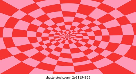 Checkerboard Optical Illusion Red and Pink background