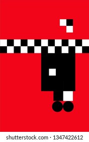 Checkerboard Pattern with Displaced Black and White Squares and Circles