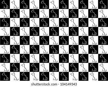 Checkerboard pattern, dogs and cats