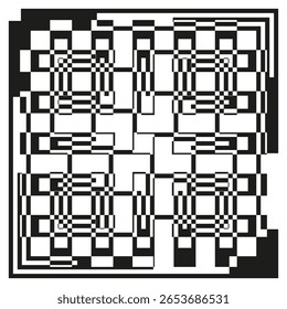 Checkerboard pattern illustration. Abstract square design. Optical art Vector. Black white grid. EPS 10.