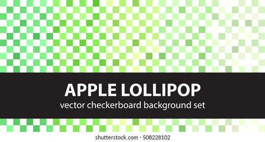Checkerboard pattern set "Apple Lollipop". Vector seamless backgrounds