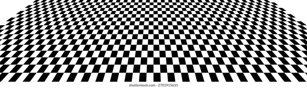 Grade de perspectiva do tabuleiro de xadrez. Fundo preto e branco do tabuleiro de xadrez