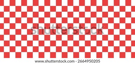 Checkerboard print red with white, Red squares in checkerboard pattern, Checkers line start rally race, Vector illustration.