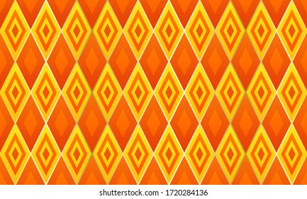 Checkerboard rhombus shapes geometric seamless pattern. Premium gold grid tile ornament.  Wallpaper mosaic rhombus seamless graphid design. Multicolor motif background pattern.