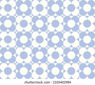 Checkerboard seamless pattern with geometric shaped flowers. Colorful vector background in retro style. Vintage hippie aesthetic, 60s, 70s