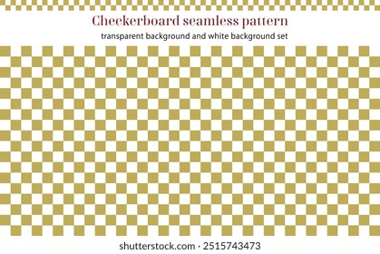 Checkerboard seamless pattern, set in gold with background transparency and white background