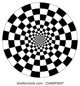 Checkerboard Spiral Design Abstract Pattern, Vector Includes Pattern Swatch That Seamlessly Fills Any Shape, Black And White Dartboard Target, Bullseye, Sport, Pub Game, Chess, Chessboard, 