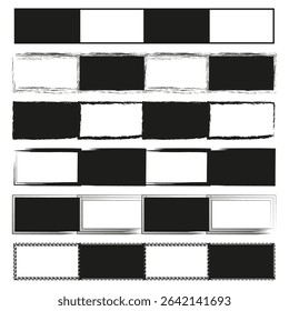 Checkerboard strip icon. Striped grid symbol. Black white Vector. Rectangular pattern design.