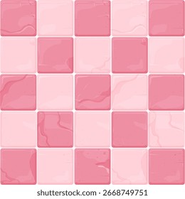 Checkerboard tile floor stone texture checker board background. Square grid geometric decor. Floortile, wall bg. 