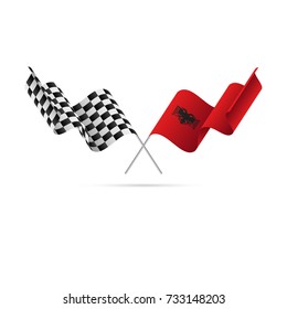 Checkered and Albania flags. Vector illustration.