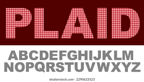 checkered alphabet, vector plaid font