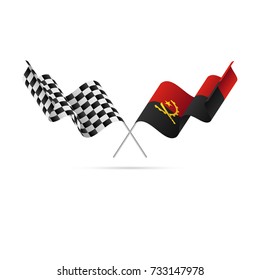 Checkered and Angola flags. Vector illustration.