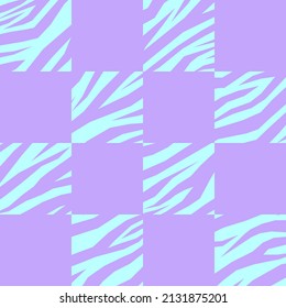 Checkered Animal Print Pattern In Candy Colors. Vector Seamless Pattern