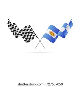 Checkered and Argentina flags. Vector illustration.
