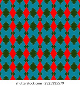  Patrón de argyle controlado. Motivo de diamante rojo vibrante azul. Los adornos de ambiente vintage controlan pequeños puntos dorados. Decoración de vacaciones en el hogar, textiles interiores, telas de tela, tarjetas de invitación