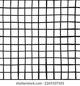 Checkered background. Black and white vector pattern with crossed dry brush lines. 