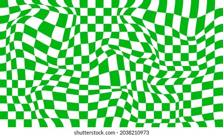 Checkered background with distorted squares. Abstract banner with distortion. Chess pattern. Chessboard surface.