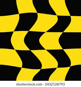 karierter Hintergrund mit verzerrten Quadraten. Abstraktes Banner mit Verzerrung. Schachmuster. Schachbrettfläche.