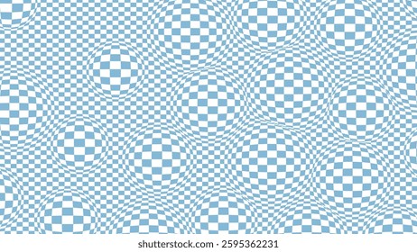 Checkered Background With Distortion Effect. Abstract Black And White Background, Distorted Checkered Pattern. Chessboard Surface. Abstract Banner With Distortion. Vector Illustration.