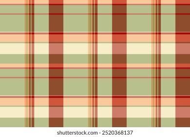 Checkered background fabric check, handkerchief pattern plaid tartan. Male seamless vector textile texture in orange and red colors palette.