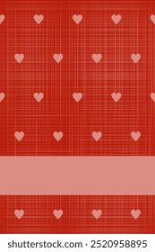 Fundo xadrez com corações em tons vermelhos. Espaço livre para texto. Modelo para convites, saudações, posts e capas em mídias sociais.