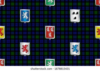Checkered background with imitated emblems can be used for prints,  design websites, variety of projects