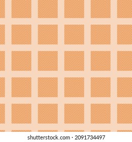 Checkered background in orange and beige colors. Fashion seamless pattern