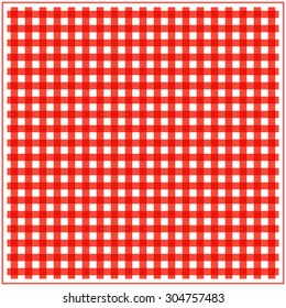 Checkered background in red and white color. Pattern of squares like table cloth.