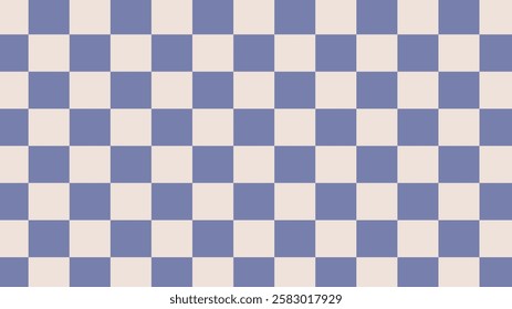 Checkered background. Square pattern. Horizontal Blue white chessboard template. Vector illustration. Hippie aesthetic Retro style