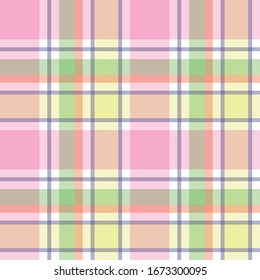 checkered background of stripes in pink; orange; purple; green and yellow