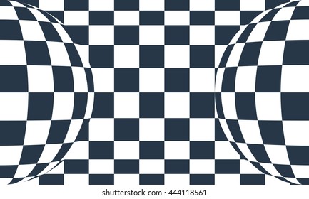 Checkered black and white abstract wavy background