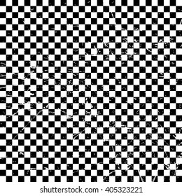 Checkered black and white background  with texture