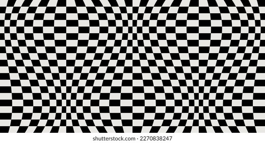 Checkered black white pattern. Vector simple checkered pattern. Race flag wavy pattern.