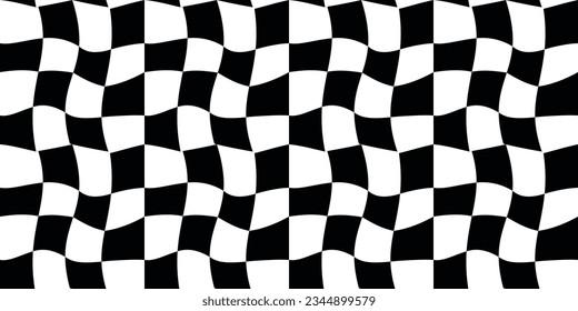 Scheckte und schwarz-weiße Rennflagge. Stylische Rennflagge, die als nahtloses Muster verwendet wird. Racing-Fahne als Bildschirmhintergrund oder Hintergrund, kann für den Druck verwendet werden.