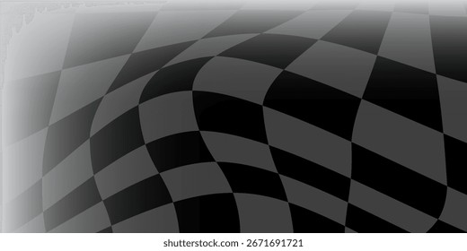 Bandera de carreras a cuadros en blanco y negro sobre blanco. Copiar espacio.