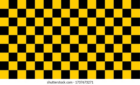 Checkered Black and Yellow Background with an Aspect Ratio of 16:9. Vector Image.