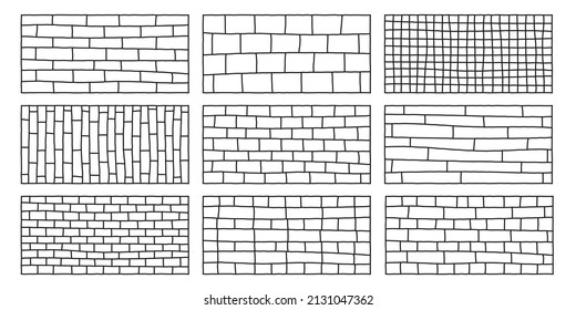 Checkered blocks in various sizes and styles. Bricks and tiles.