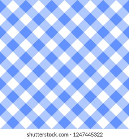 Checkered blue and white plaid seamless pattern. Gingham fabric design background.