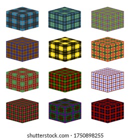 Checkered boxes for Christmas gifts, set