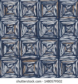 Checkered brush drawing. Random colors. Grunge style. Seamless texture. Fashionable pattern.