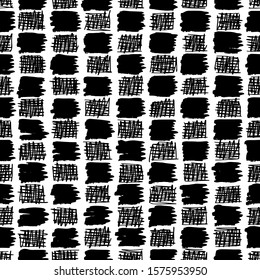 checkered Brush strokes seamless pattern. Lines isolated on white background. Vector. Trendy elements. Design textile, fabric, wallpaper, wrapping paper, print t shirt, menu, web.