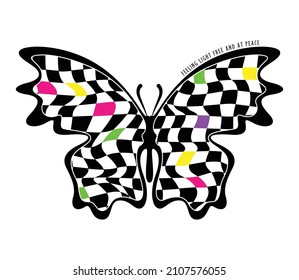 checkered butterfly drawing, for textile printing and different business uses