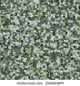 Checkered camouflage. Green and blue shades. Seamless texture.