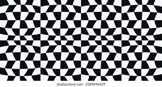 Checkered cell shapes, black and white pattern. Racing flag seamless and vector pattern. The abstract chessboard looks like a racing flag.