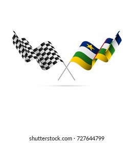 Checkered and Central African Republic flags. Vector illustration.