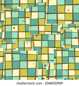 Checkered chaos. Disorderly arranged squares of drafts on oblique quadrilaterals. Unusual camouflage.